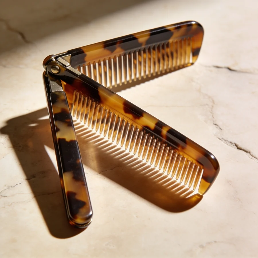 Folding Finishing Comb — Tortoiseshell